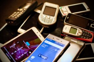 Pile of assorted phones.
